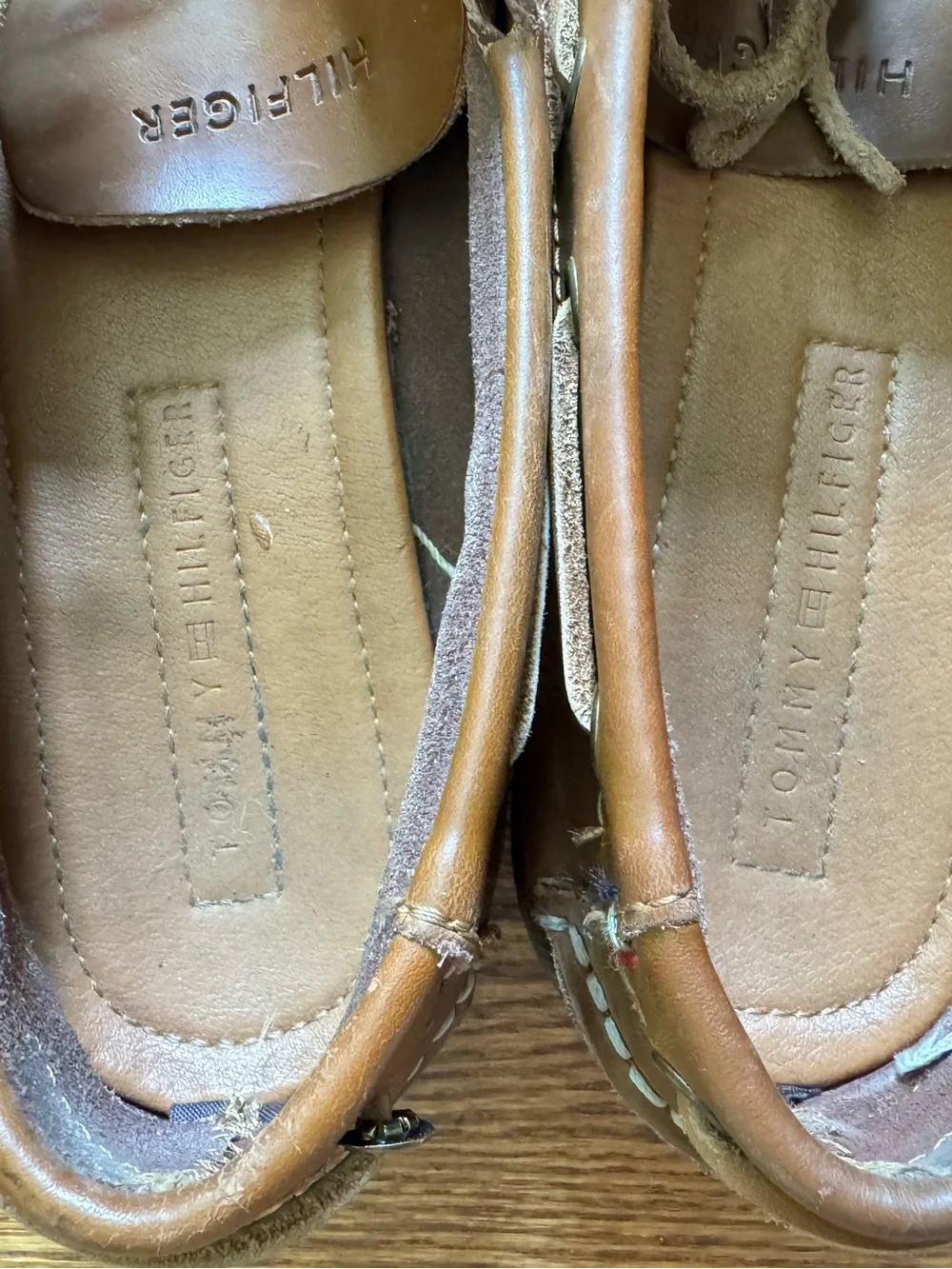 Tommy Hilfiger Men’s Brown Leather Boat Shoes Size 10 Deck Shoes
